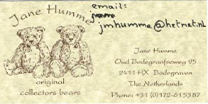 Email Jane Humme Original Collector Bears